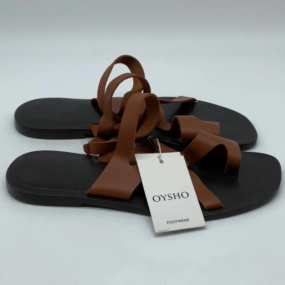 OYSHO Footwear brown wrap around sandals